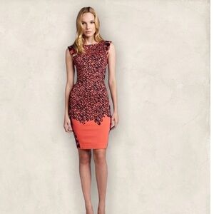 French Connection by A Pea in the Pod coral and navy Cap Sleeve Sheath Dress